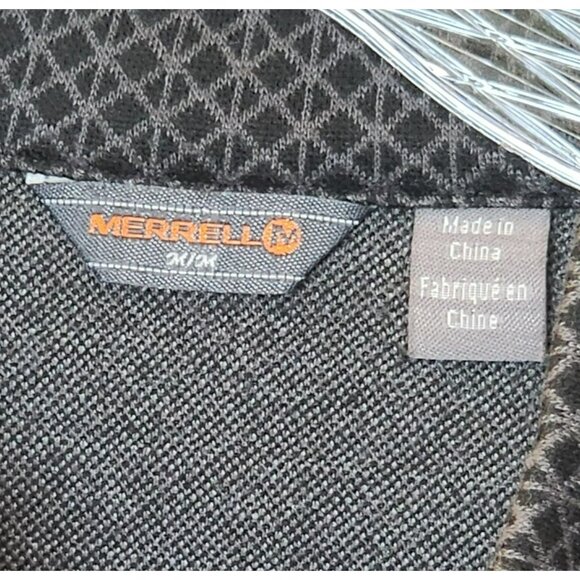 Merrell Cowl Neck Pullover Top M | Poly/Rayon‎ | Black Gray Geo | Stretch - Picture 3 of 7